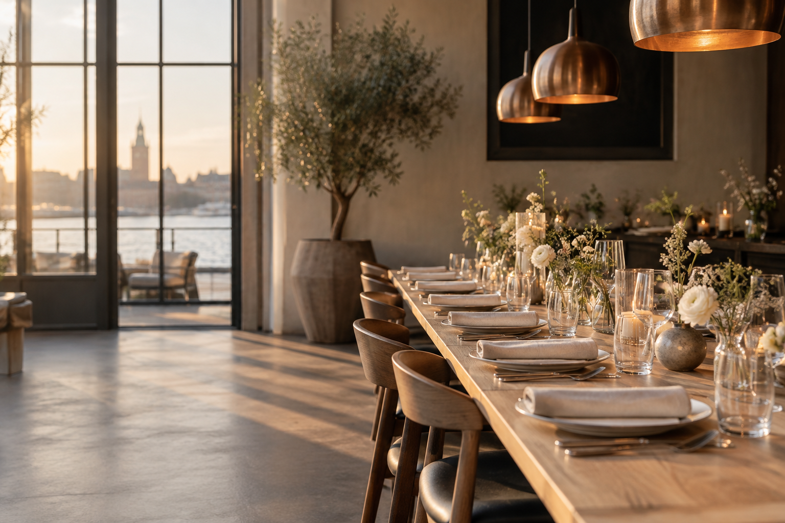 Een restauranttafel die is klaargezet voor een besloten evenement