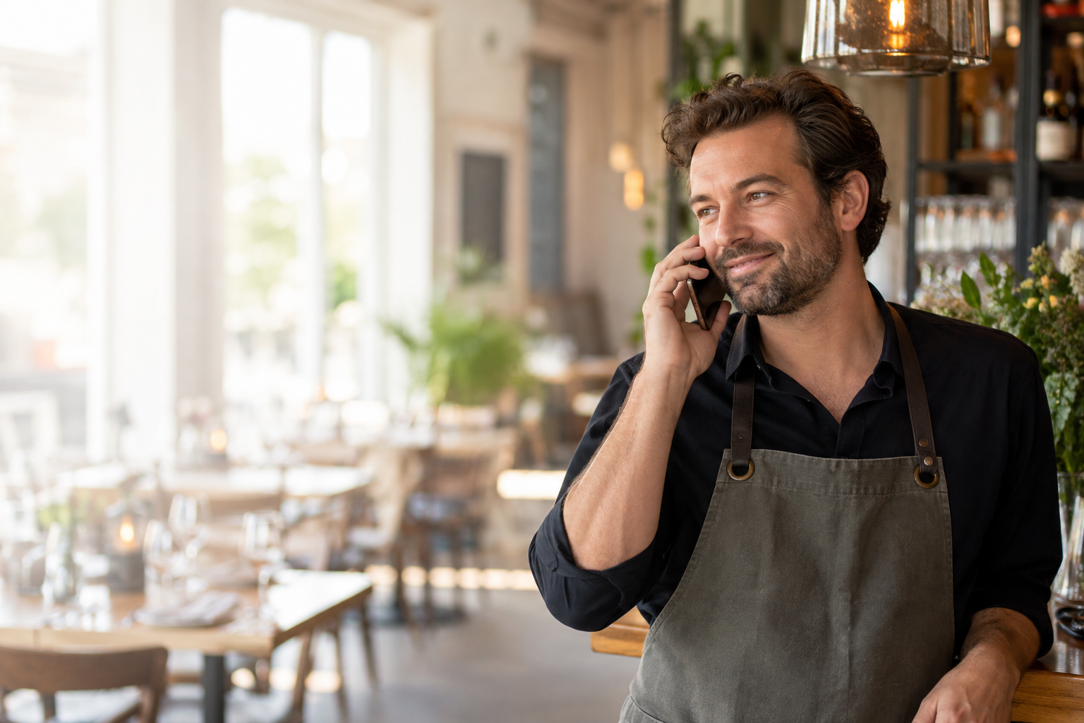 Een horecaondernemer die persoonlijk telefonisch contact heeft