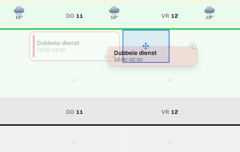 Een dienst wordt naar een andere dag gesleept, met een schaduw op de plek waar hij vandaan komt